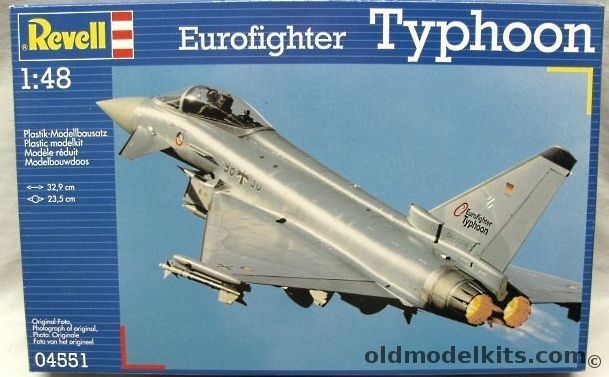 Revell 1/48 Eurofighter EF-2000 Typhoon - Luftwaffe JG73 Laage / JP002 Prototype RAF 1999 / JP005 Prototype DASA Lufthansa 1999, 04551 plastic model kit